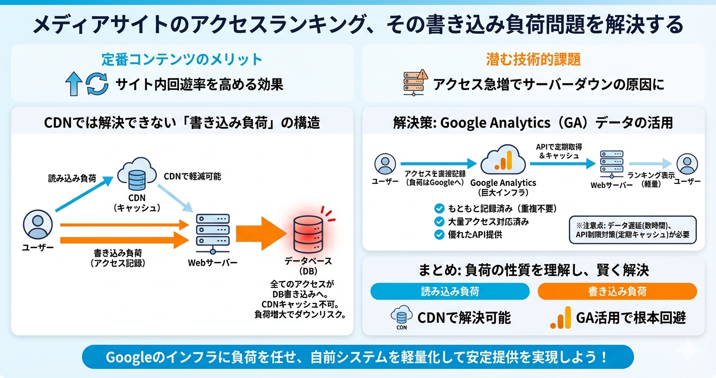 メディアサイトのアクセスランキング、その書き込み負荷問題を解決する
