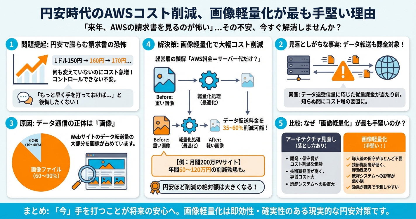 円安時代のAWSコスト削減。画像軽量化が最も手堅い意外な理由